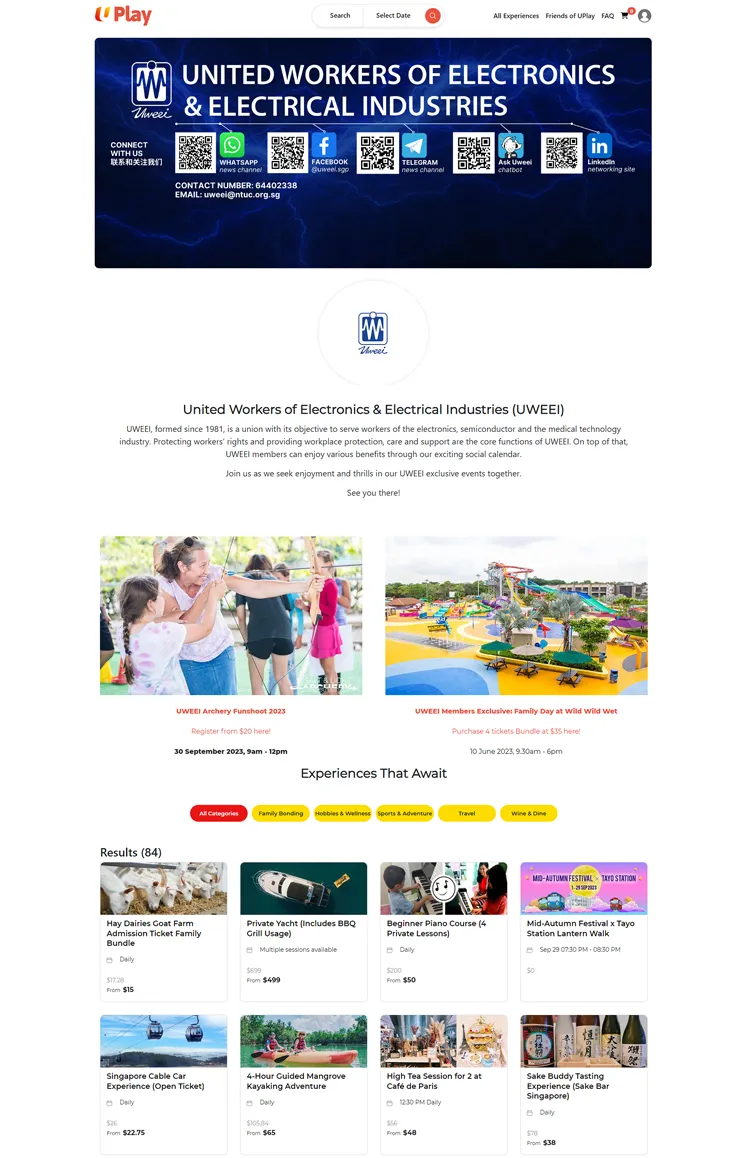 NTUC Club Quadrennial Report - UPlay Portal and Customised Landing Pages for Unions and Companies